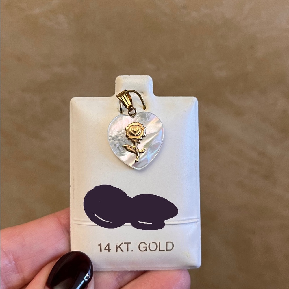 Gold Heart Necklace with Rose Pendant